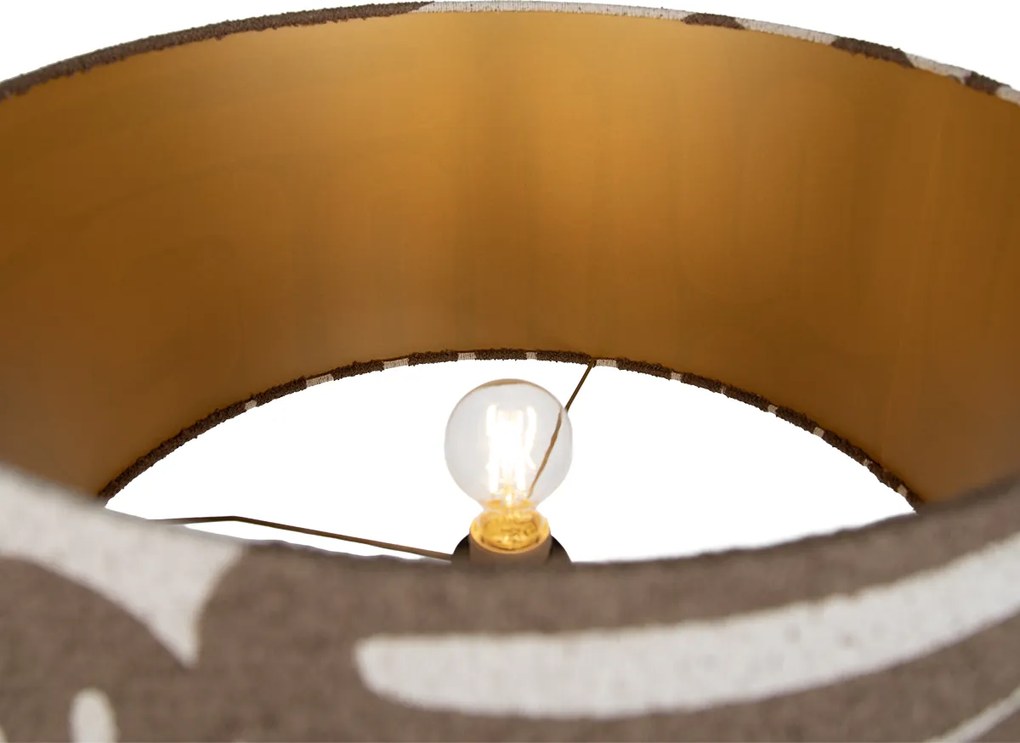 Lampă de podea neagră tip trepied cu abajur maro și bej cu dungi 50cm - Puros