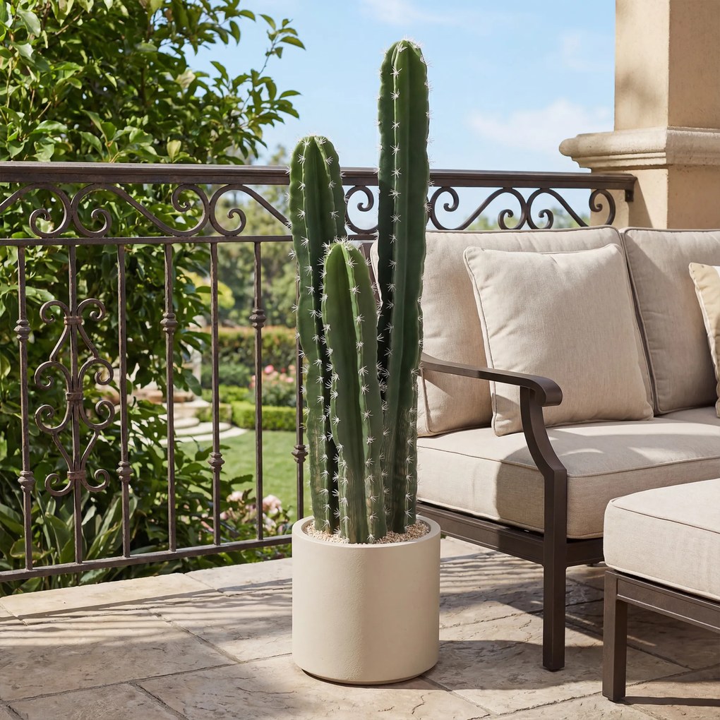 HOMCOM Plantă artificială Cactus mare 95 cm cu ghiveci, realist pentru casă, birou, verde | Aosom Romania