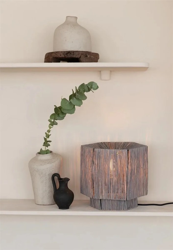Veioza/Lampa Eco din Rafie, Panama octogon S, gri
