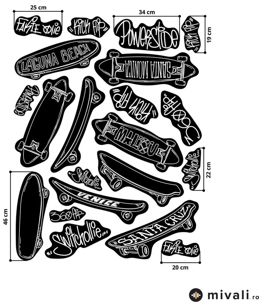 Autocolante de perete - Longboard negru