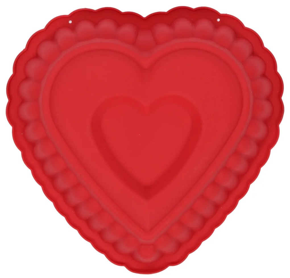 Tava de copt din silicon in forma de inima, 25 x 16 x 7 cm
