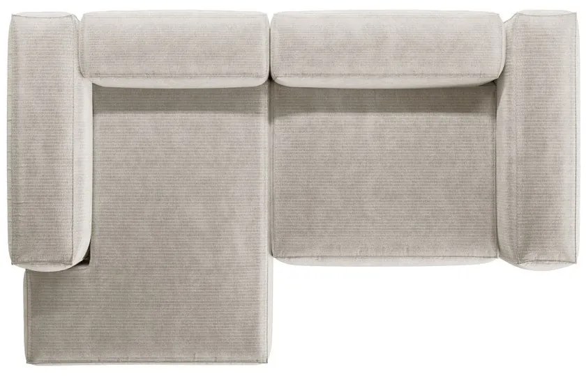 Colțar bej cu tapițerie din catifea reiată (cu colț pe partea stângă/cu șezlong) Bergamo – Cosmopolitan Design