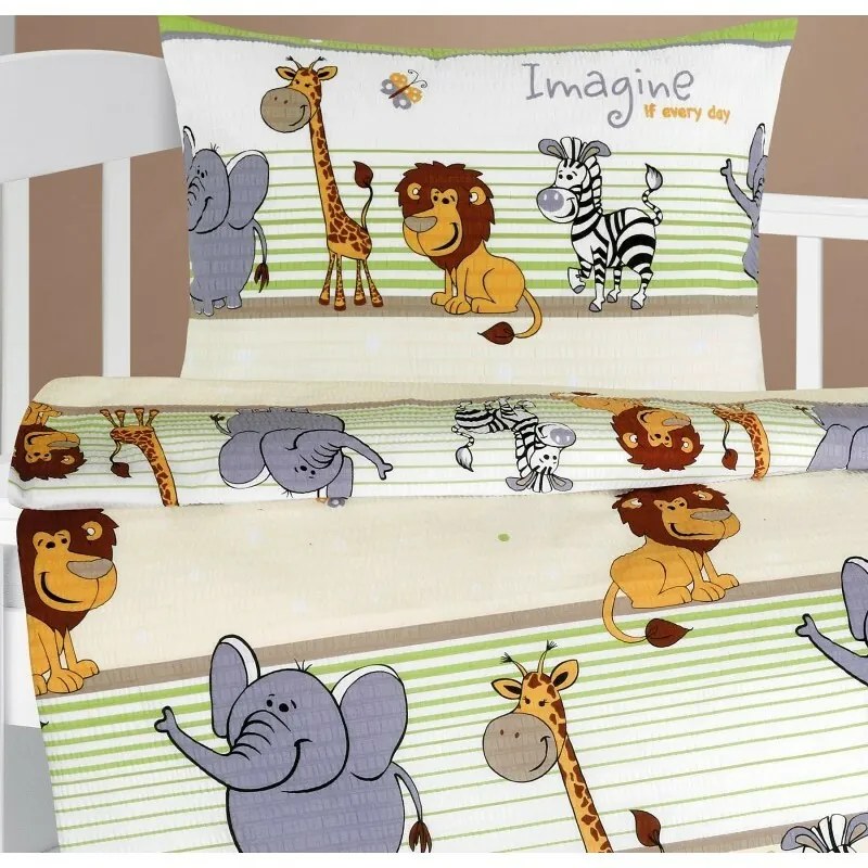 Bellatex Baby crepe lenjerie de pat Agata Safariverde, 90 x 135 cm, 45 x 60 cm