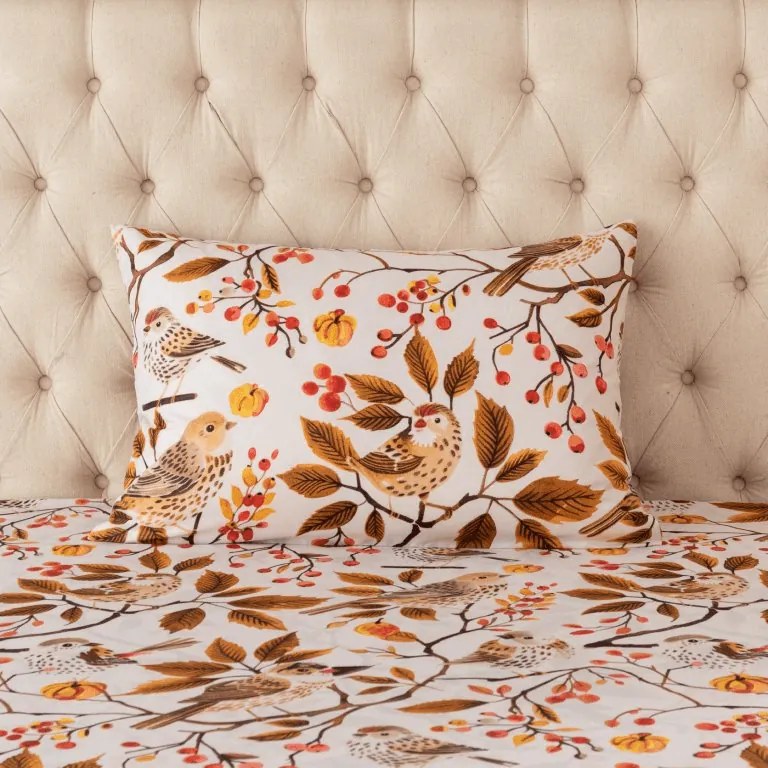 Husa de perna din microfibra BIRDS PUMPKIN 70x90 cm, maro