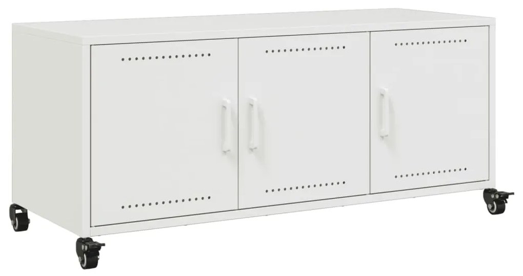 846649 vidaXL Dulap TV, alb, 100,5x39x43,5 cm, oțel