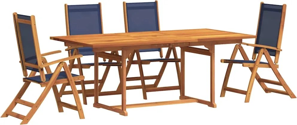 vidaXL Set mobilier de grădină, 5 piese, lemn masiv acacia/textilenă