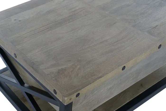 Măsuță de cafea din lemn de mango și metal, natur și negru, cu blat ridicabil și raft, finisaj mat, 44 x 116 x 74 cm, „Barlow” – Ethnic Collections
