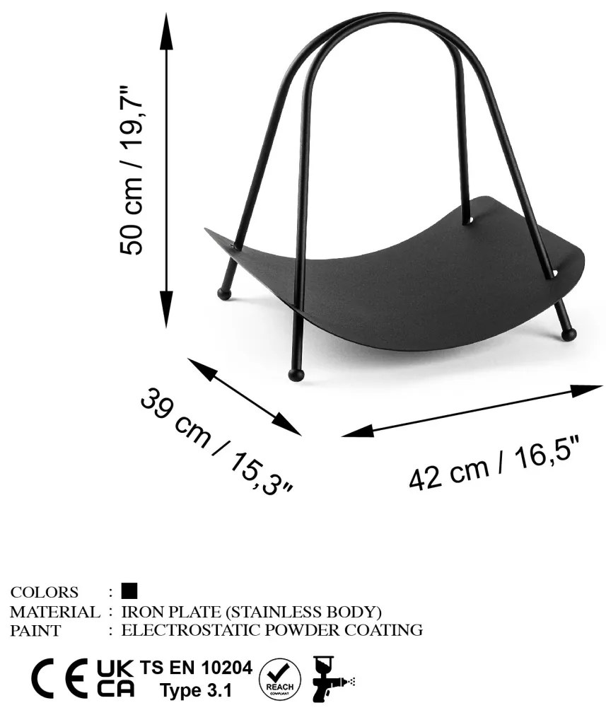 Suport lemne semineu GED-017 Negru 42x50x39 cm