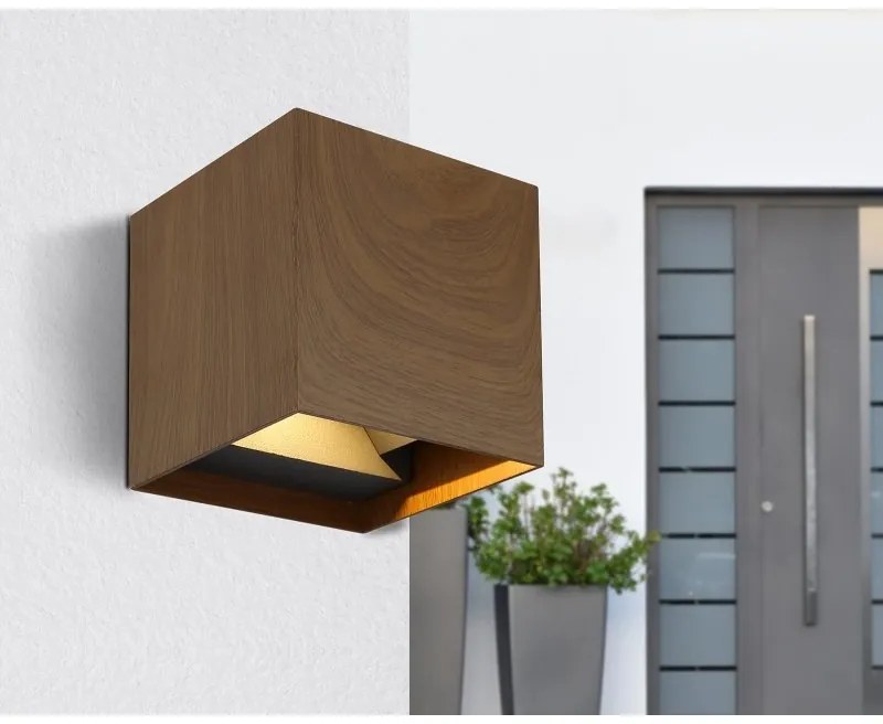 Aplica LED cu spot pentru iluminat exterior design modern IP54 Veronika maro inchis 10x10cm