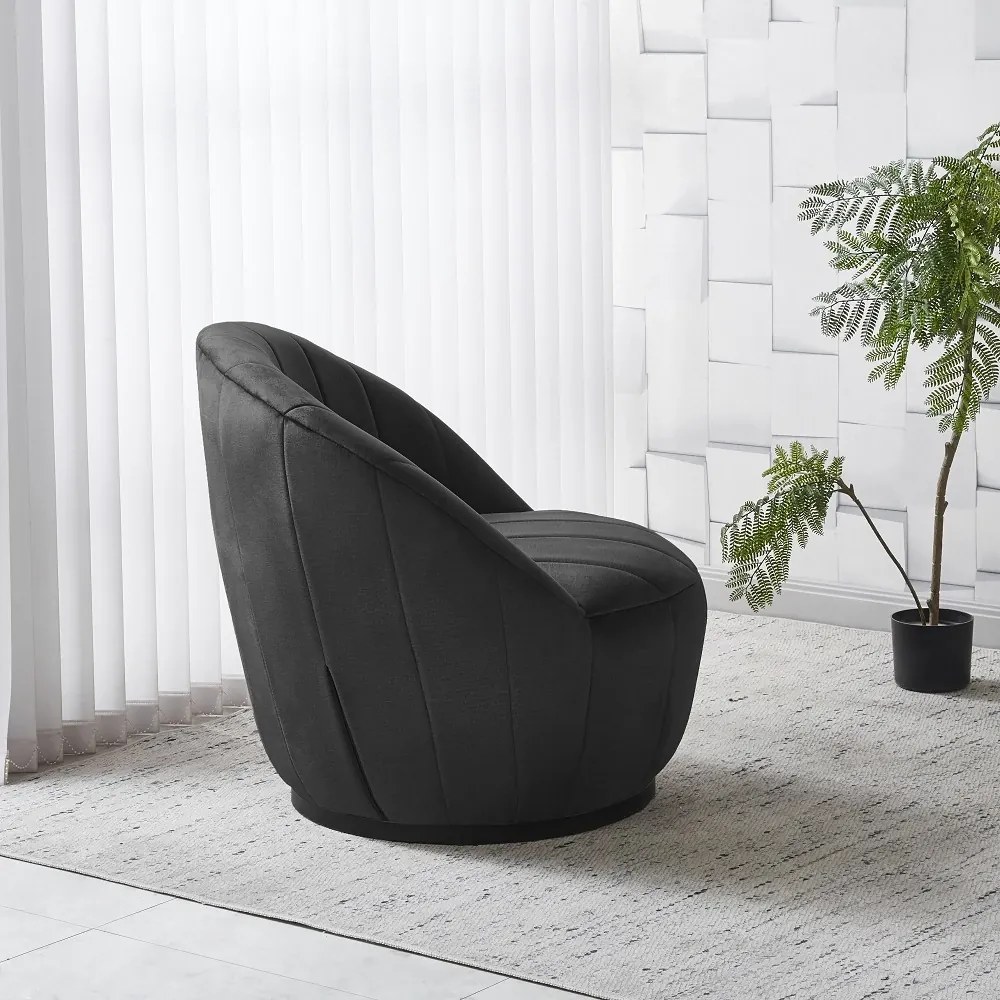 Fotoliu Rotativ – Design Modern și Confortabil, Material Textil, stofă Monolith Negru