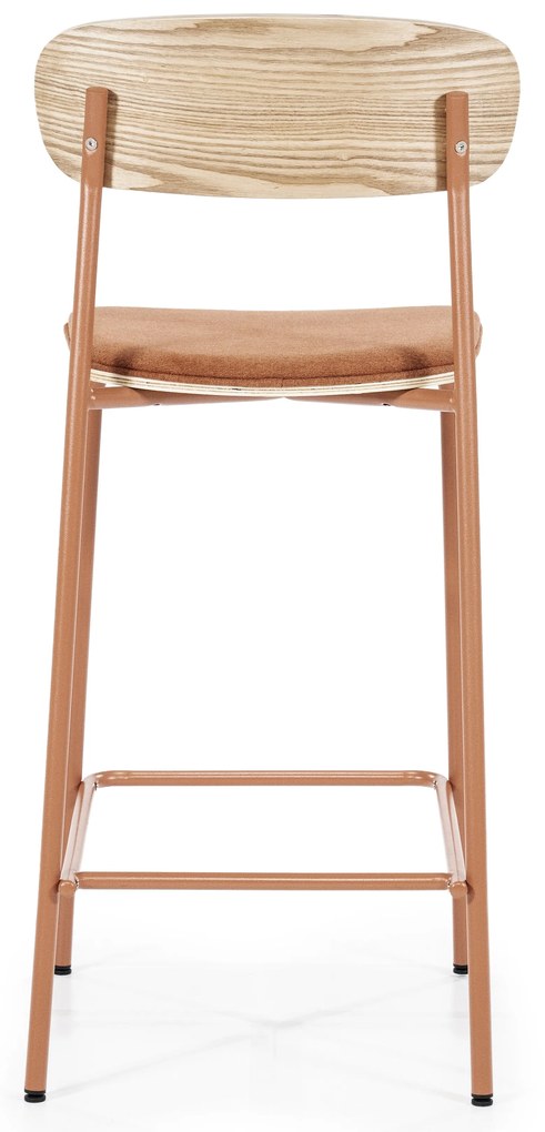 Scaun de bar Skoladin lemn de frasin teracota 95 cm