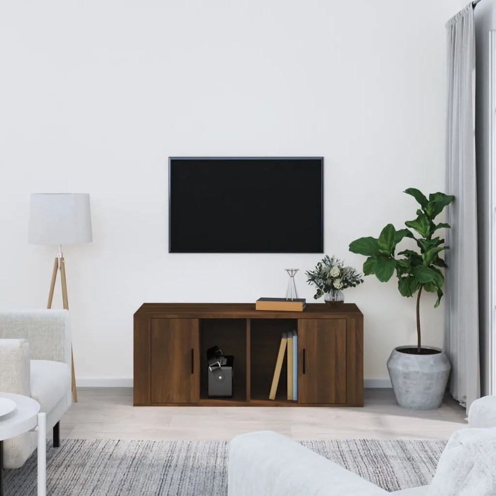 vidaXL Comodă TV, stejar maro, 100x35x40 cm, lemn prelucrat