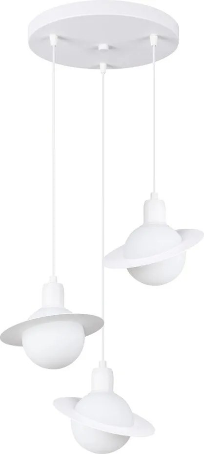 Lustră pentru copii albă cu abajur din sticlă ø 32 cm Mab – Sollux