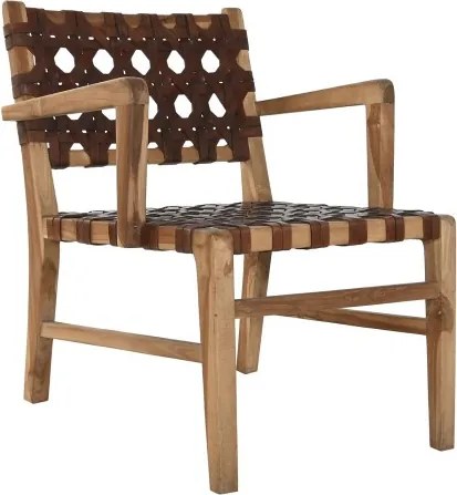 Scaun dining din lemn de tec si piele naturala " Country Leather "