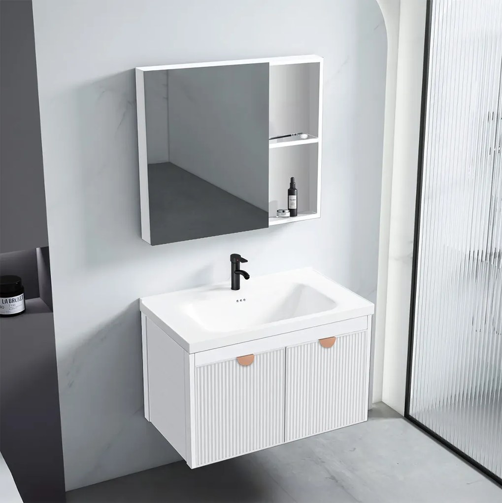 Set mobilier de baie cu lavoar Mario 60 cm Alb