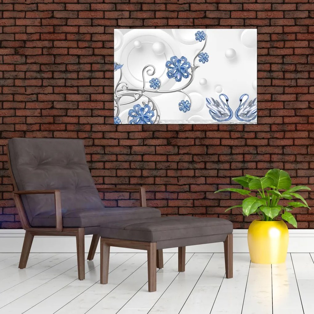 Tablou - Lebede albastre (90x60 cm)