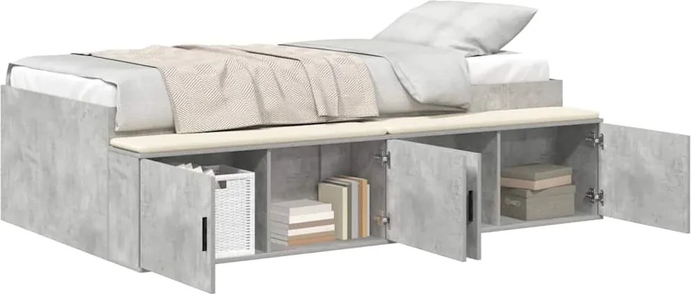 vidaXL Cadru de pat cu sertar Gri din beton 80 x 200 cm Lemn compozit