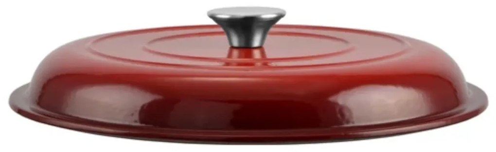 Cratiță din fontă emailată cu capac 30x6 cm – Perfect Home 10272, roșie, pentru fripturi, gătire lentă, cu distribuție excelentă a căldurii