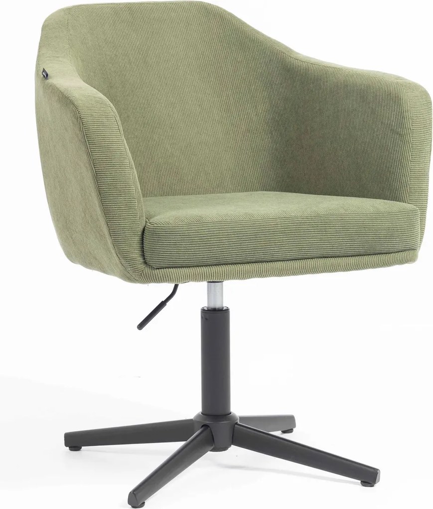 HR832CROSS Scaun Catifea Reiată Premium culoare verde salvie cu Bază Neagră