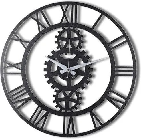 Ceas de perete Gear XL, negru, metal, 70x70 cm