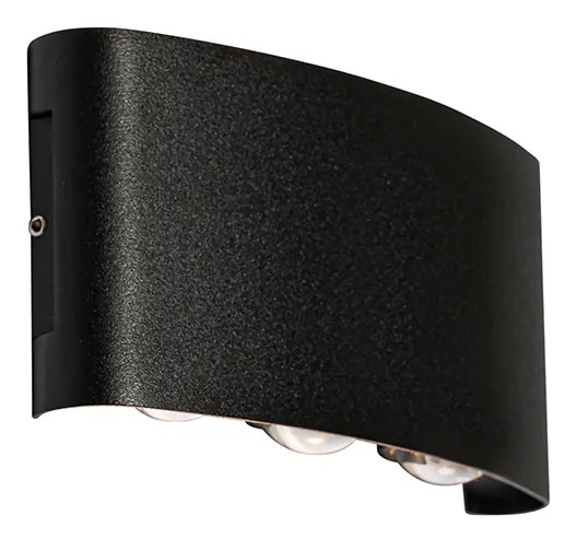 Aplică de perete exterioară neagră cu LED 6 lumini IP54 - Silly
