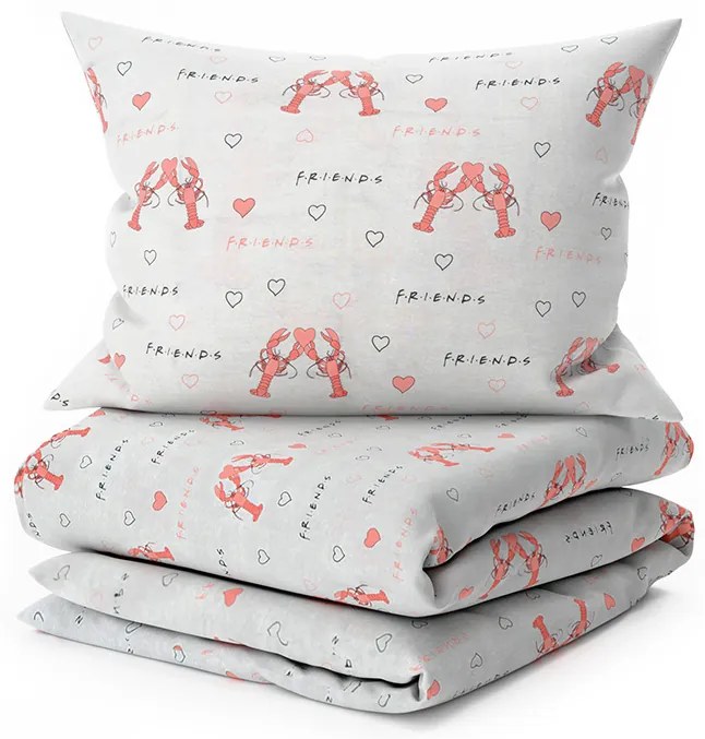 Lenjerie de pat din bumbac FRIENDS LOBSTER gri Dimensiune lenjerie de pat: 2 ks 60 x 70 cm | 200 x 200 cm