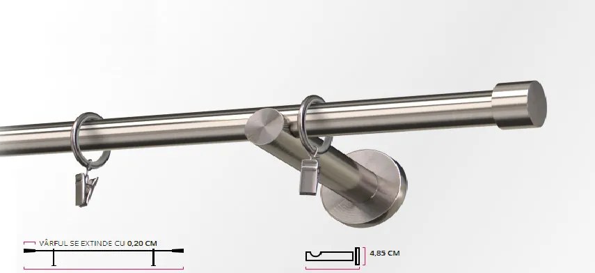 Galerie simpla PICIOR UNIVERSAL - DOP -simpla /19 - INOX (Alege marime: 320 cm)