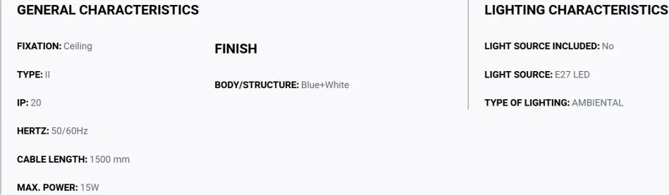 Pendul design modern WHIZZ albastru, alb