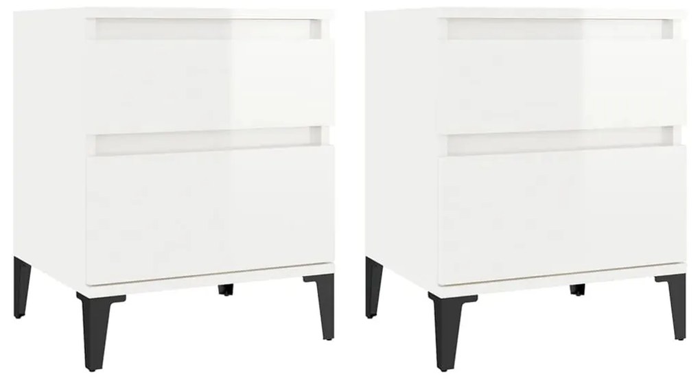 821847 vidaXL Noptiere, 2 buc., alb extralucios, 40x35x50 cm
