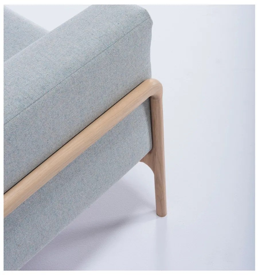 Canapea cu structură din lemn de stejar Gazzda Fawn, 180 cm, albastru - gri