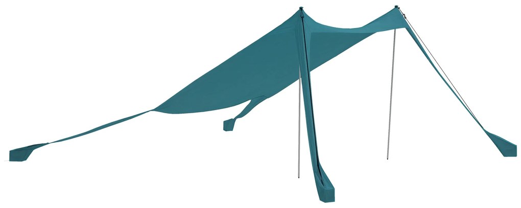 Outsunny Cort de plajă, adăpost solar de camping, față de cort cu 2 stâlpi, copertină de umbră exterioară - dim. 215L x 200l x 200H cm | Aosom Romania