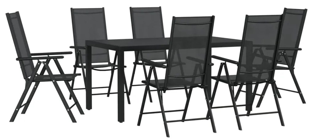 3200603 vidaXL Set mobilier pentru grădină, 7 piese, negru, aluminiu