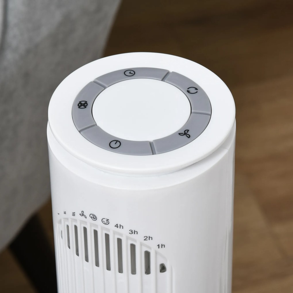 HOMCOM Ventilator Turn cu 3 Moduri și 3 Viteze cu Cronometru 10h, Ventilator de Podea ABS cu Telecomandă, Ø22x77 cm, Alb | Aosom Romania