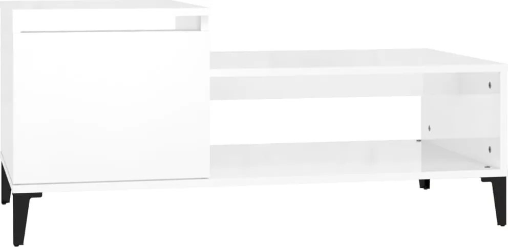 vidaXL Măsuță de cafea, alb extralucios, 100x50x45 cm, lemn compozit