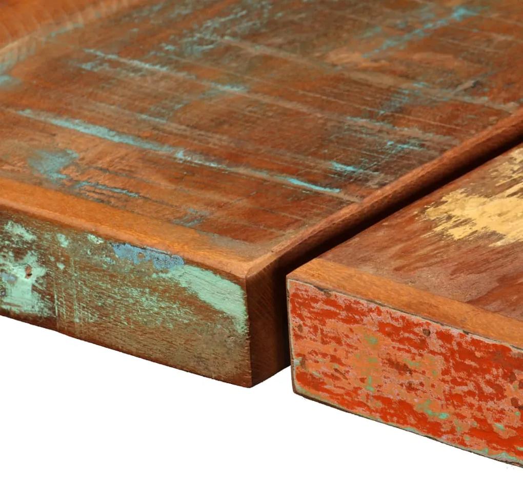 Set mobilier bar, 7 piese lemn masiv reciclat si piele naturala 7
