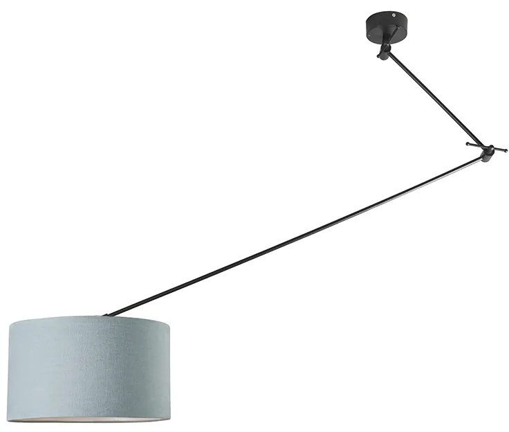 Lampă suspendată neagră cu abajur 35 cm albastru deschis reglabil - Blitz
