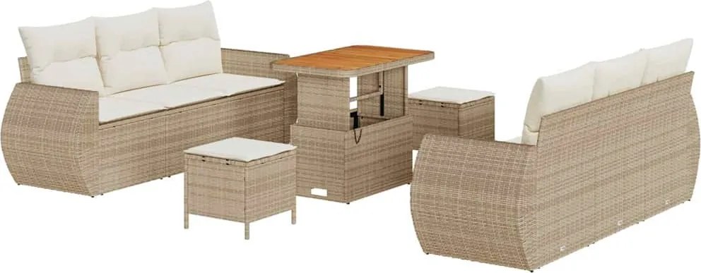vidaXL Set de canapele pentru grădină 9 pcs Bej și crem poliratan