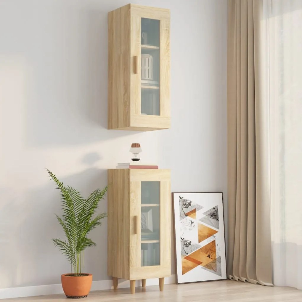 812450 vidaXL Dulap de perete suspendat, stejar sonoma, 34,5x34x90 cm