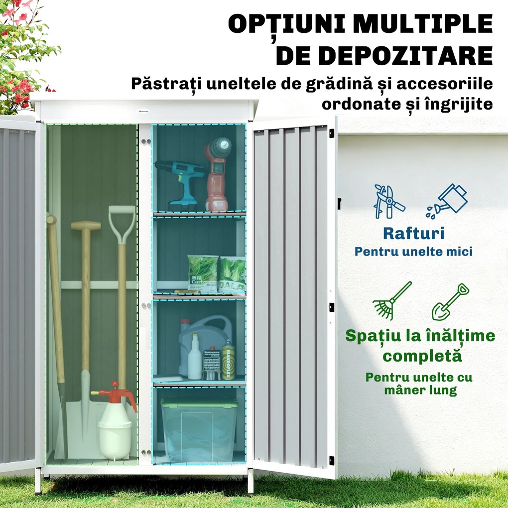 Outsunny Dulap de Exterior pentru Unelte cu 3 Rafturi Detasabile | Aosom Romania