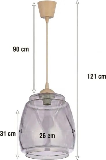 Brilagi - Lustru LED suspendat pe cablu R GLASS 1xE27/60W/230V diam. 26 cm bej/gri fumuriu