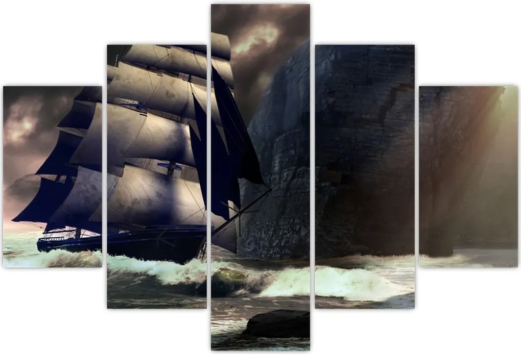 Tablou - Navă printre recife (150x105 cm)