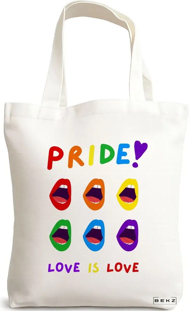 Sacosa de Panza pentru Cumparaturi, Geanta Tote, model Pride, 38x34.5 cm, Alba, BEKZ®