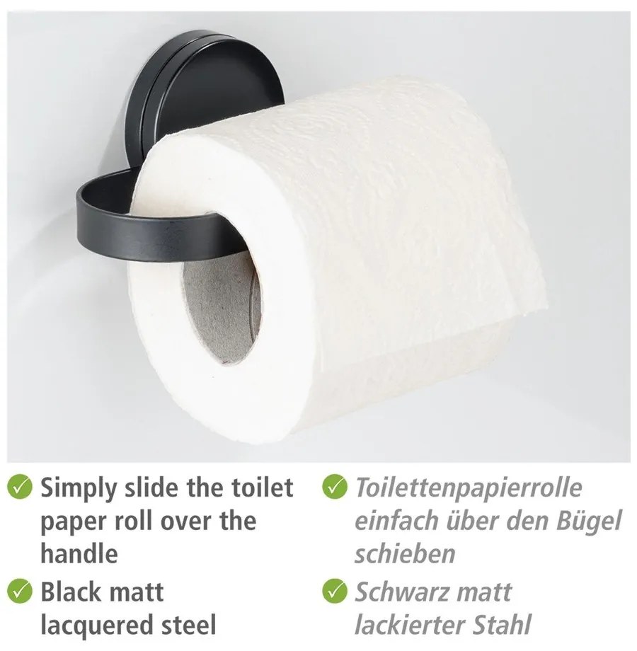 Suport pentru hârtia de toaletă Wenko Static-Loc® Pavia, negru