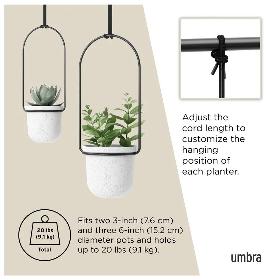 Ghivece decorative 5 buc. din plastic pentru ierburi aromatice/de agățat / de perete ø 7,5 cm Triflora – Umbra
