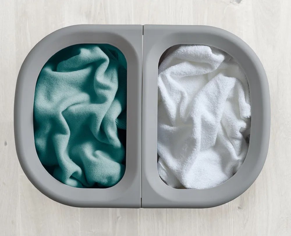 Coș de rufe gri deschis 2x40 l din material textil Duo – Joseph Joseph