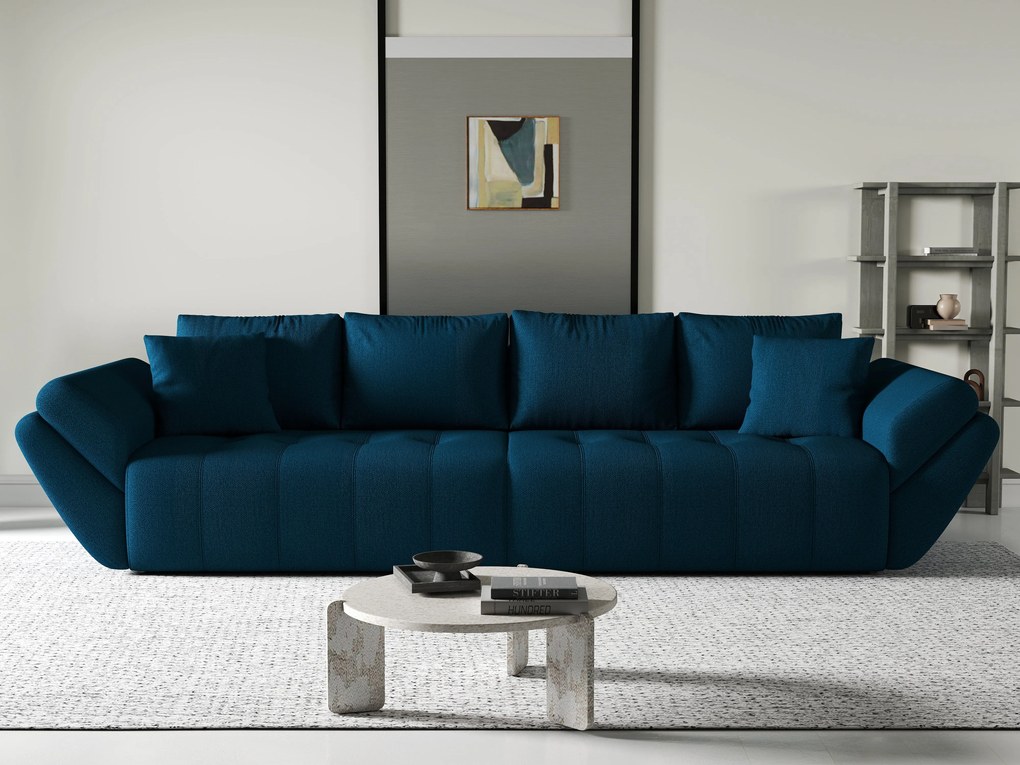 Canapea extensibilă dumonde cu ladă de depozitare si sezut confortabil din spuma high-density, Berlin Enjoy Petrol 300x100 cm