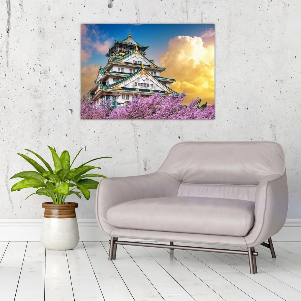 Tablou pe sticlă - Castelul Osaka (70x50 cm)