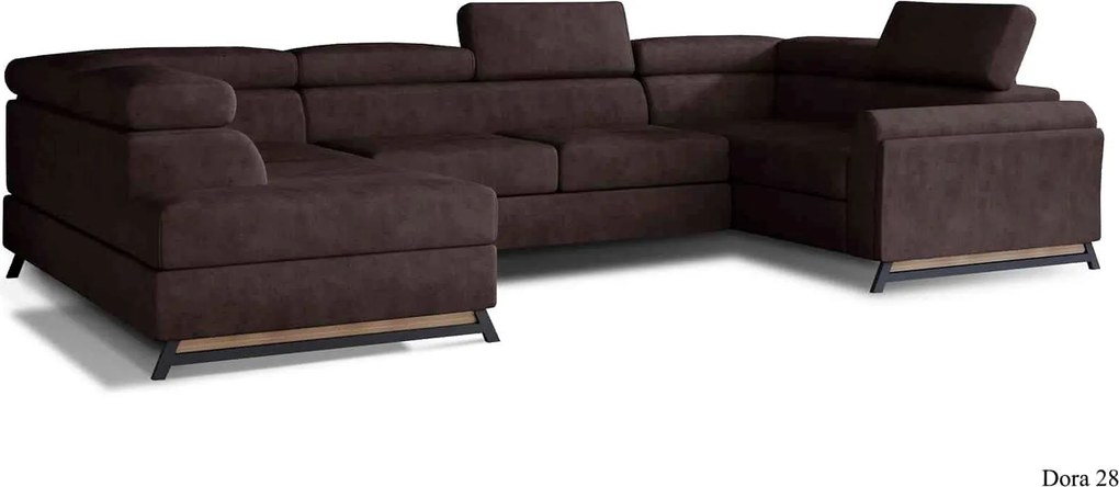 Colțar lemn masiv Formă U Extensibil Amira Personalizabil, 336 × 200 × 92 cm