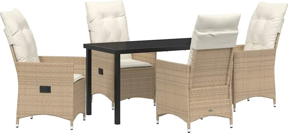 vidaXL Set de masă pentru grădină cu pernă 5 pcs Bej poliratan