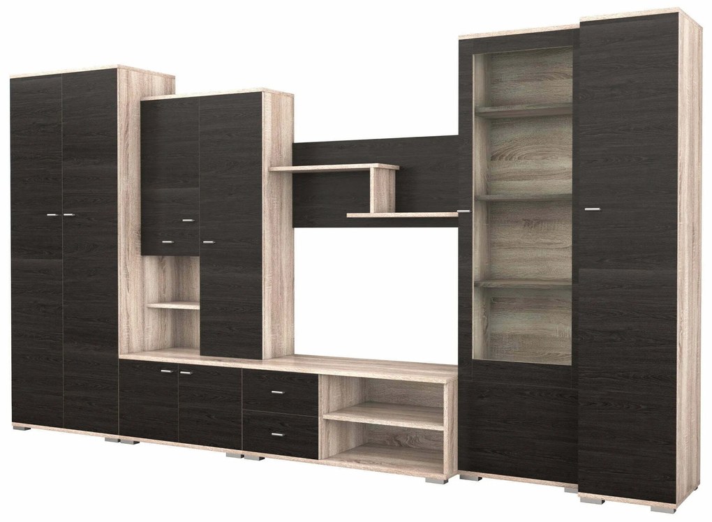Bibliotecă living Gabriela, wenge + sonoma